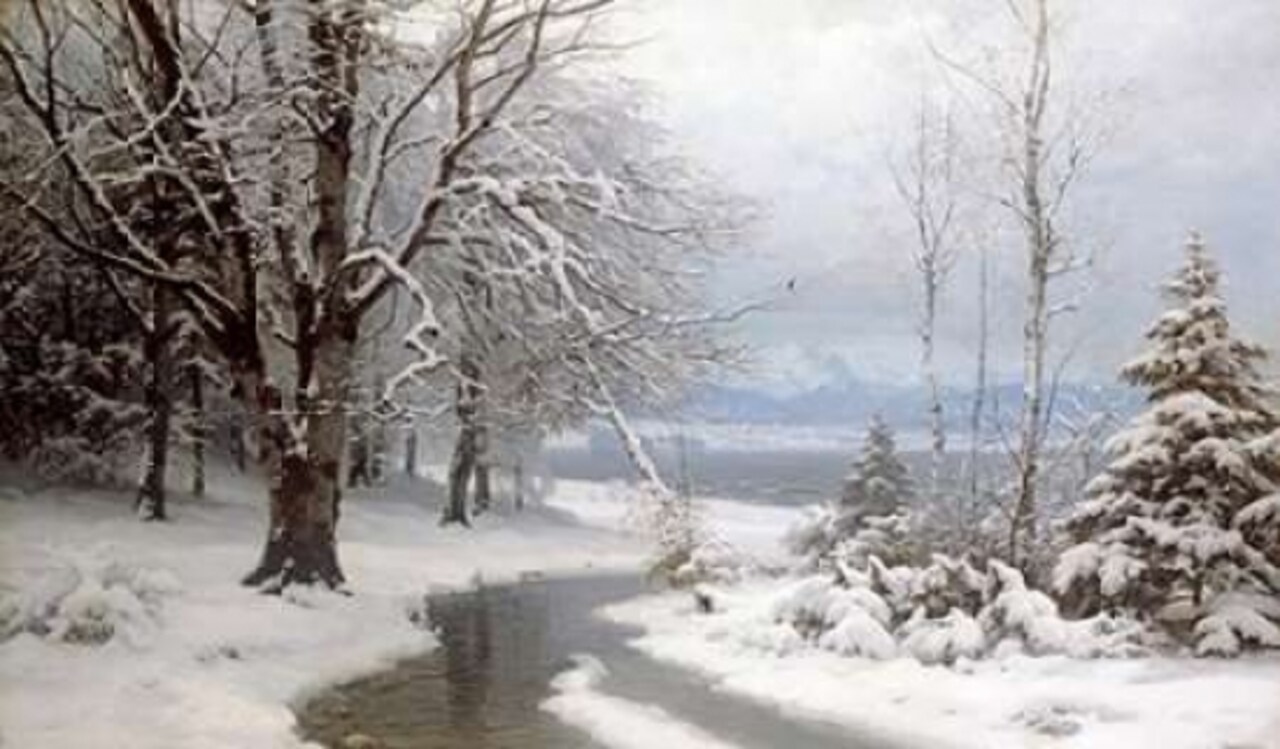 A Wooded Winter Landscape Poster Print by Anders Anderson-Lundby - Item # VARPDX267643